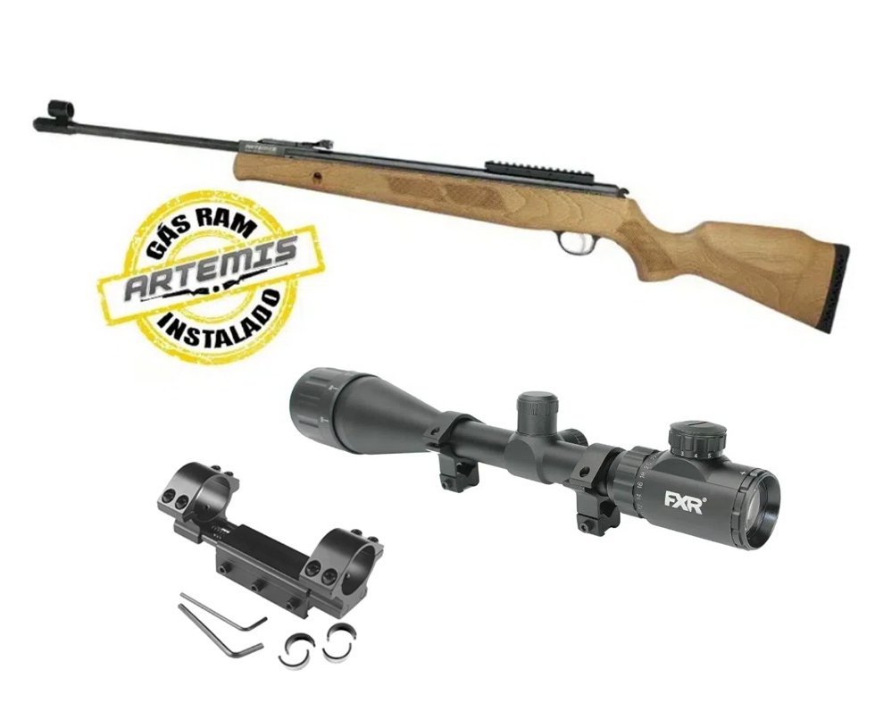 Carabina de Pressão Falcon GR1600W Nitro 6mm GR 90kg Artemis FXR + Luneta 4-16x50 + Mount Absorção