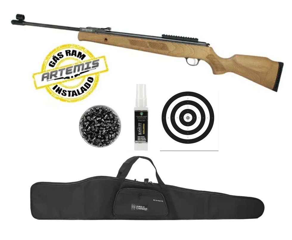 Carabina de Pressão Falcon GR1600W Nitro 6mm GR 90kg Artemis FXR + Chumbinho + Capa + Alvos + Kamuff