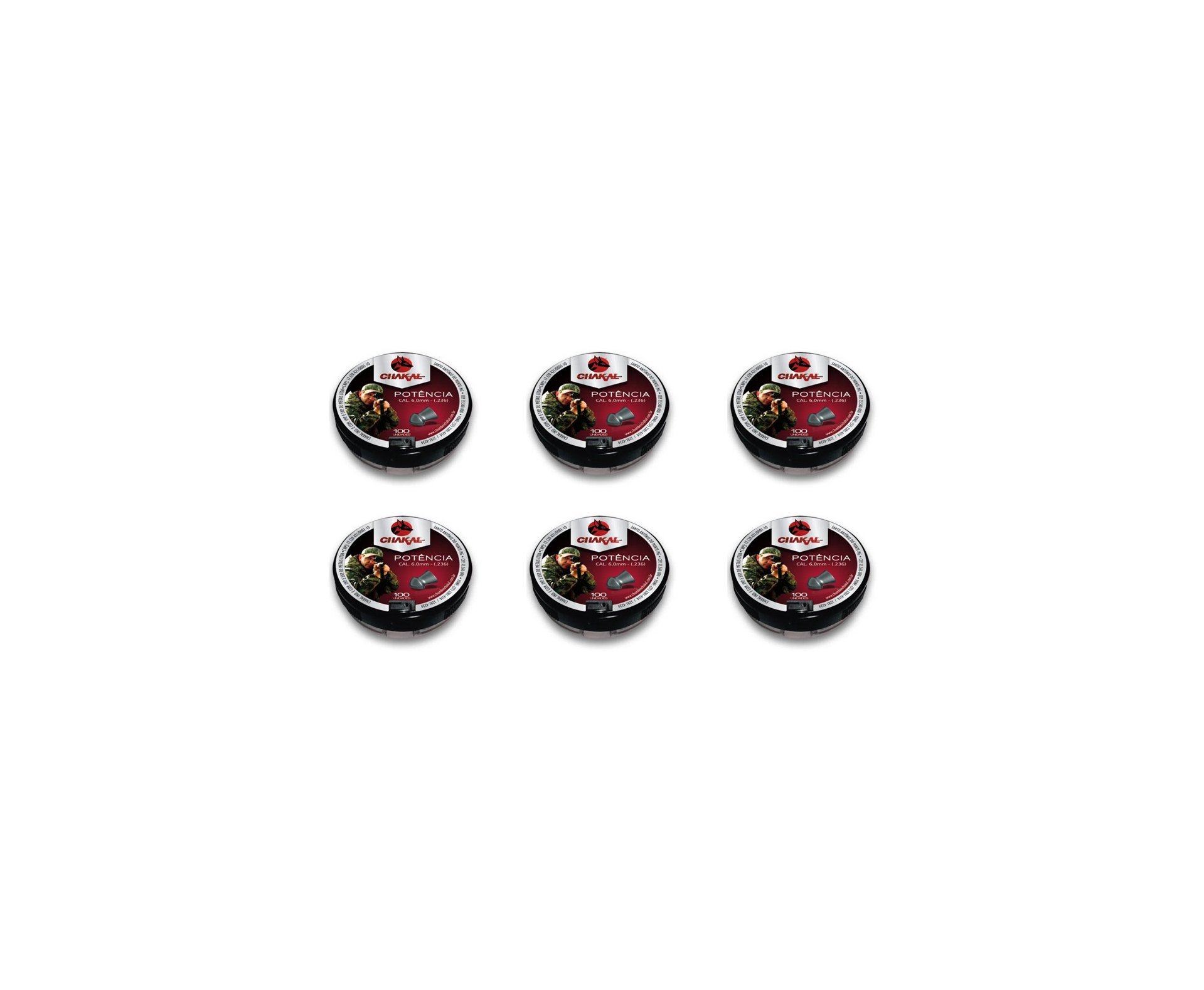 Kit 6 Cx Chumbinho Potência Calibre 6,0 Mm - 100 Unidades - Chakal