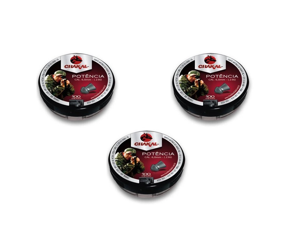 Kit 3 Cx Chumbinho Potência Calibre 6,0mm-100 unds-Chakal