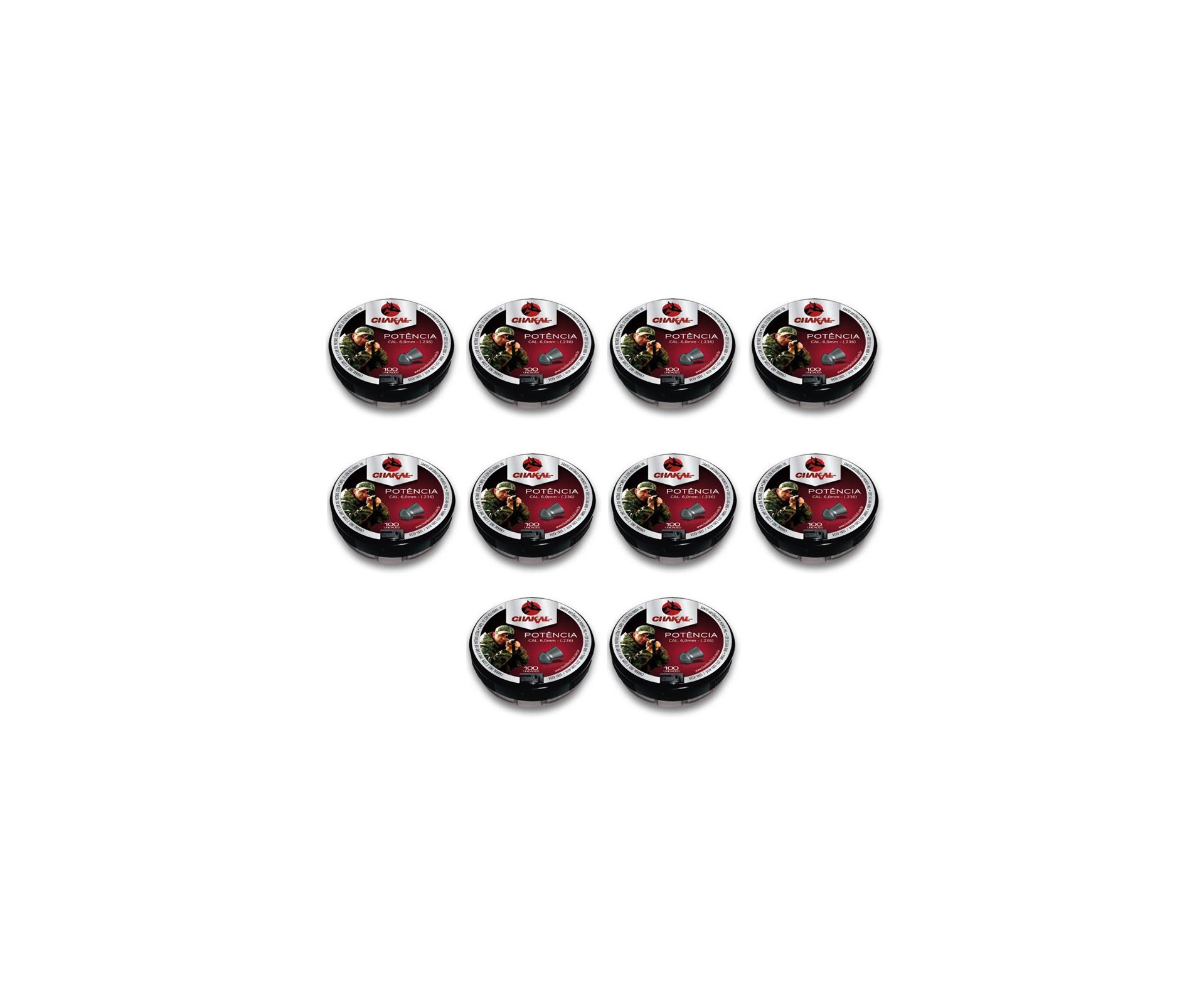 Kit 10 Cx Chumbinho Potência Calibre 6,0mm-100 unds-Chakal