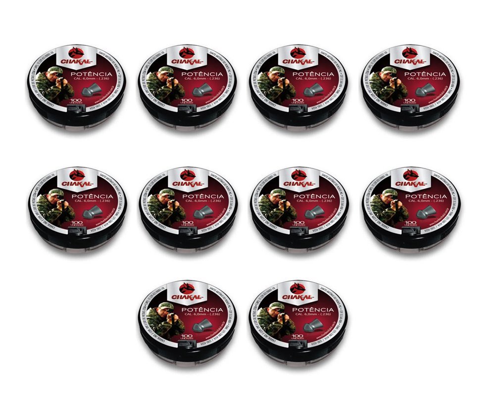 Kit 10 Cx Chumbinho Potência Calibre 6,0mm-100 unds-Chakal