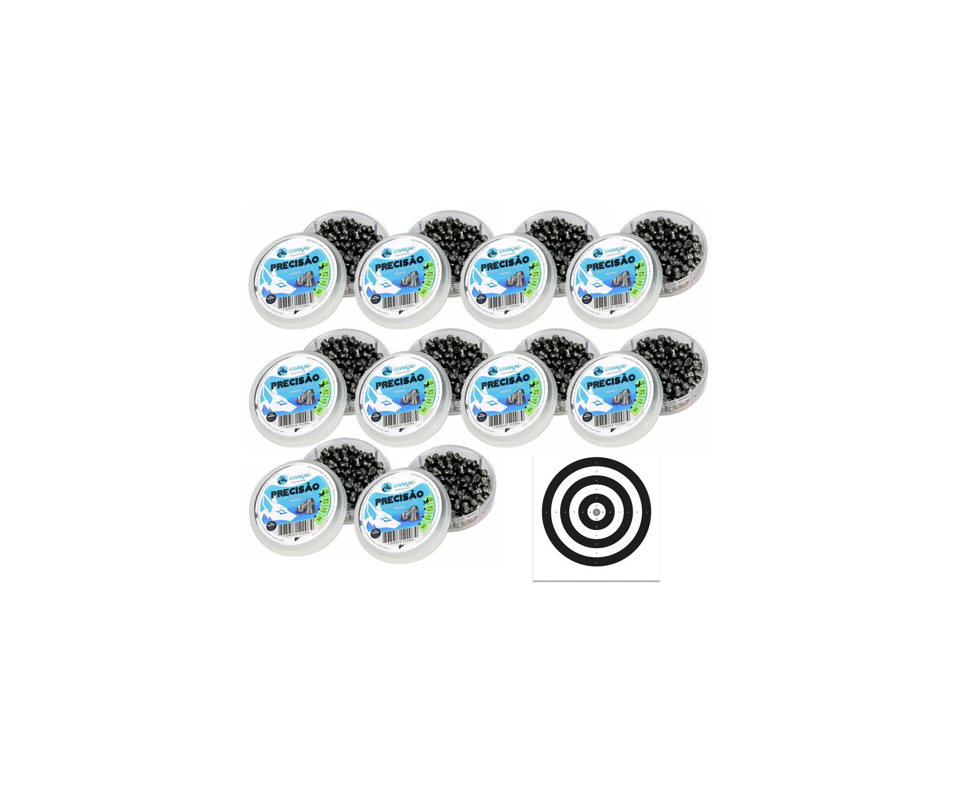 Kit 10 Cx Chumbinho Precisão 5,5 - 125 Unds - Chakal + Alvos