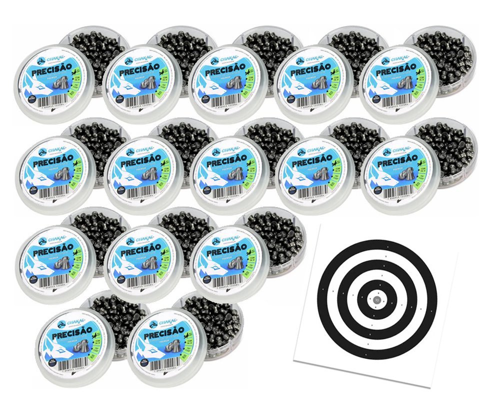Kit 15 Cx Chumbinho Precisão 5,5 - 125 Unds - Chakal + Alvos