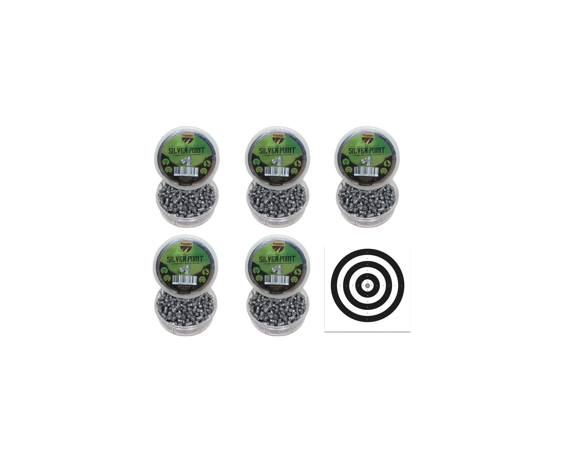 Kit 5 Cx Chumbo Tuareg Premium Silver Point 4,5 + Alvos