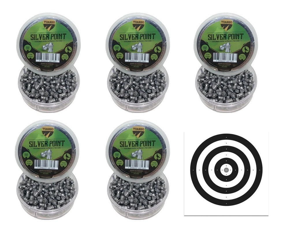 Kit 5 Cx Chumbo Tuareg Premium Silver Point 4,5 + Alvos