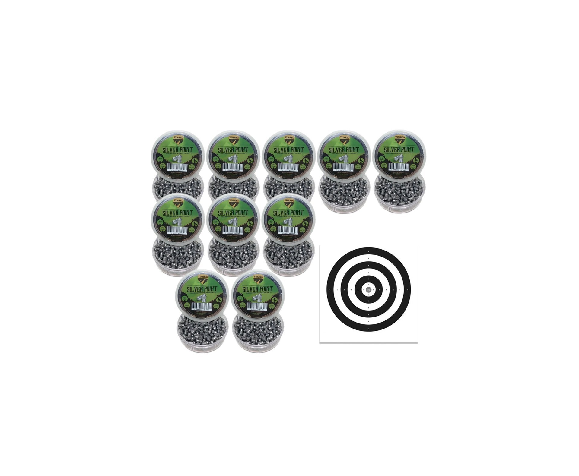 Kit 10 Cx Chumbo Tuareg Premium Silver Point 4,5 + Alvos