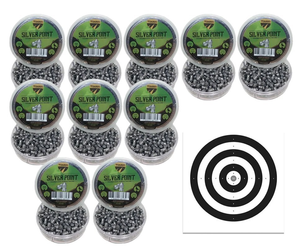 Kit 10 Cx Chumbo Tuareg Premium Silver Point 4,5 + Alvos