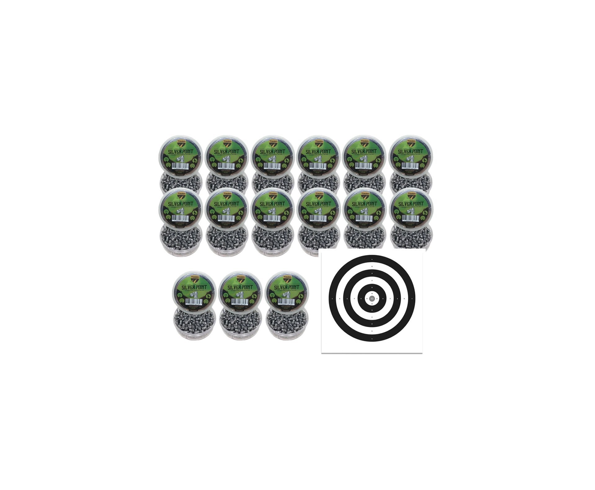 Kit 15 Cx Chumbo Tuareg Premium Silver Point 4,5 + Alvos