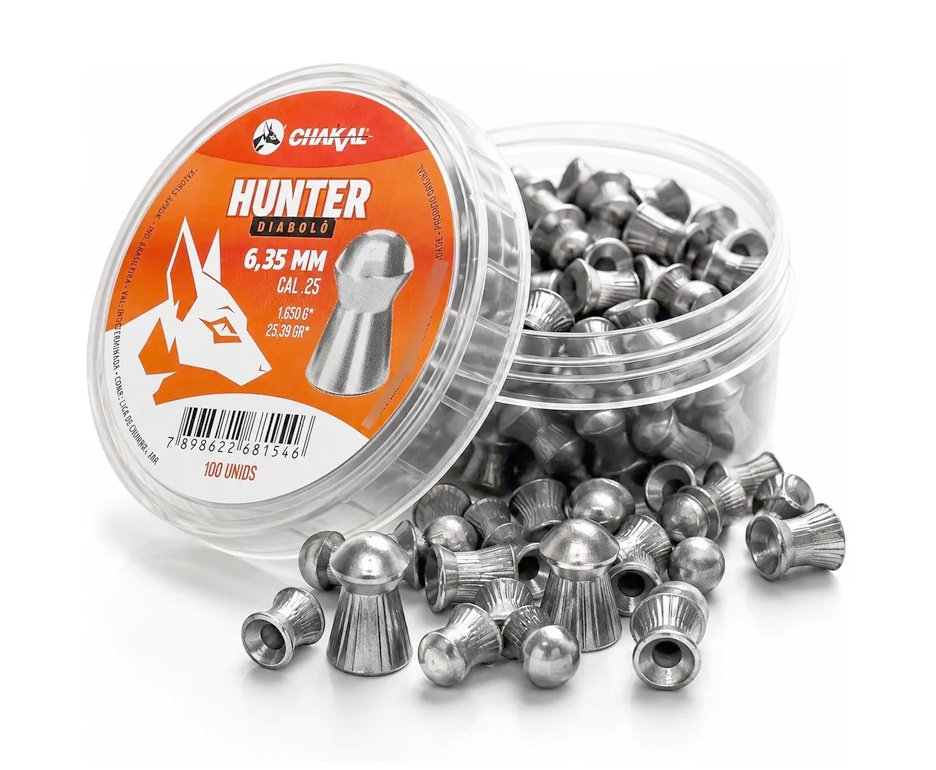 Kit 6 Cx Chumbo Hunter Diabolo 6,35mm - Chakal + Alvos