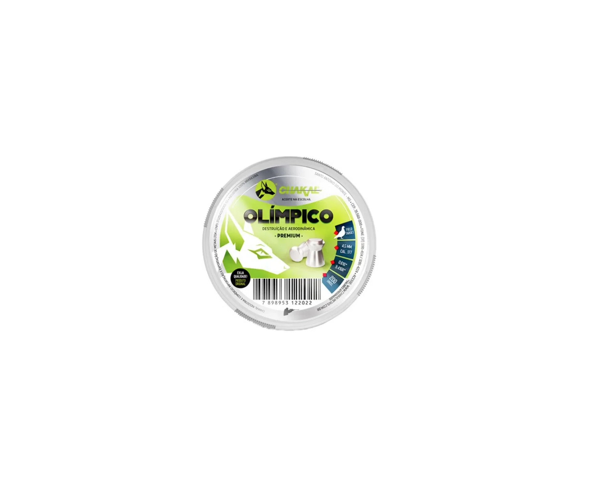 Kit 5 Cx Chumbo Olímpico 4,5 - 200 Unds - Chakal + Alvos