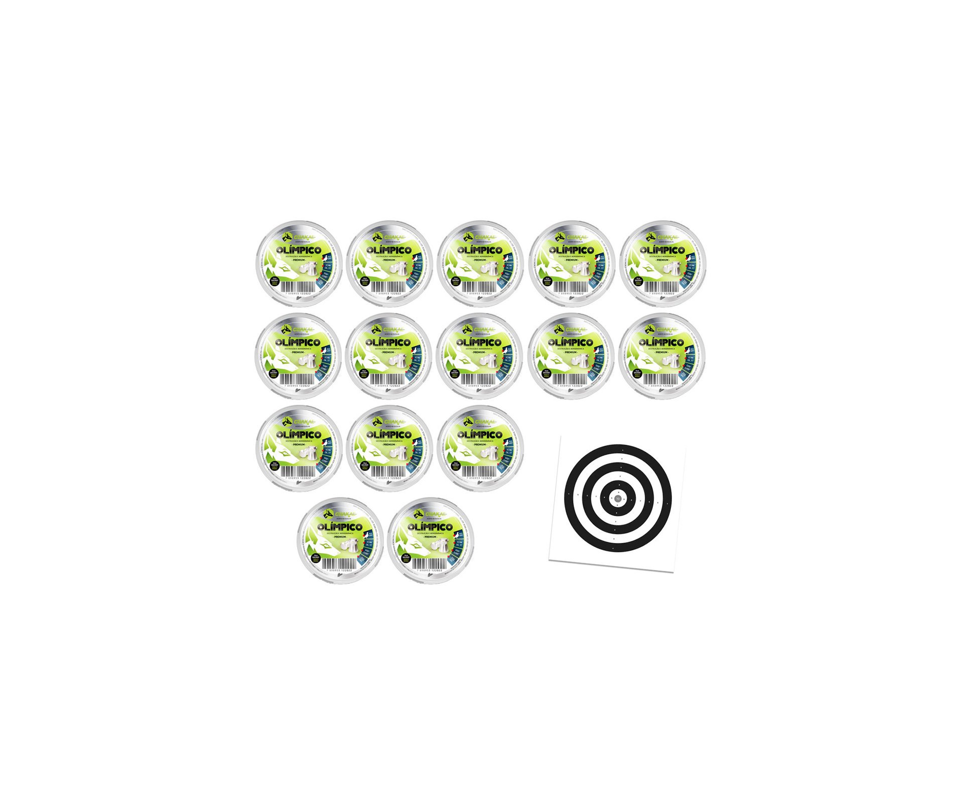 Kit 15 Cx Chumbo Olímpico 4,5 - 200 Unds - Chakal + Alvos