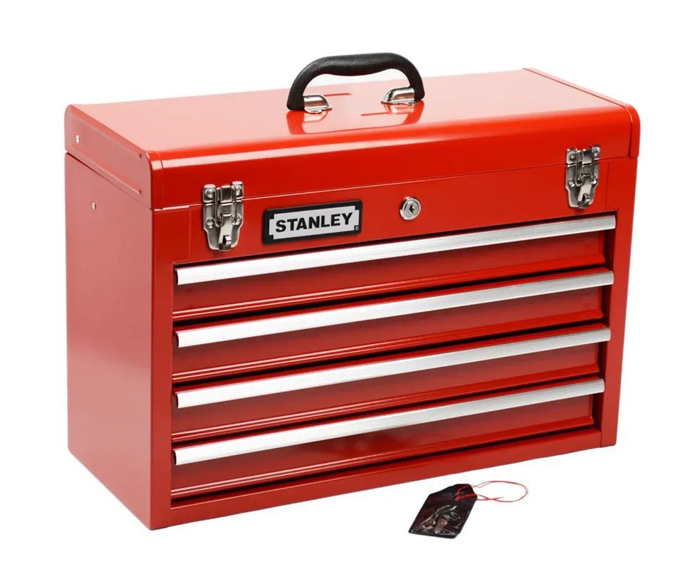 Caixa Tipo Gabinete Stanley c/4 gavetas vermelho 95-604L