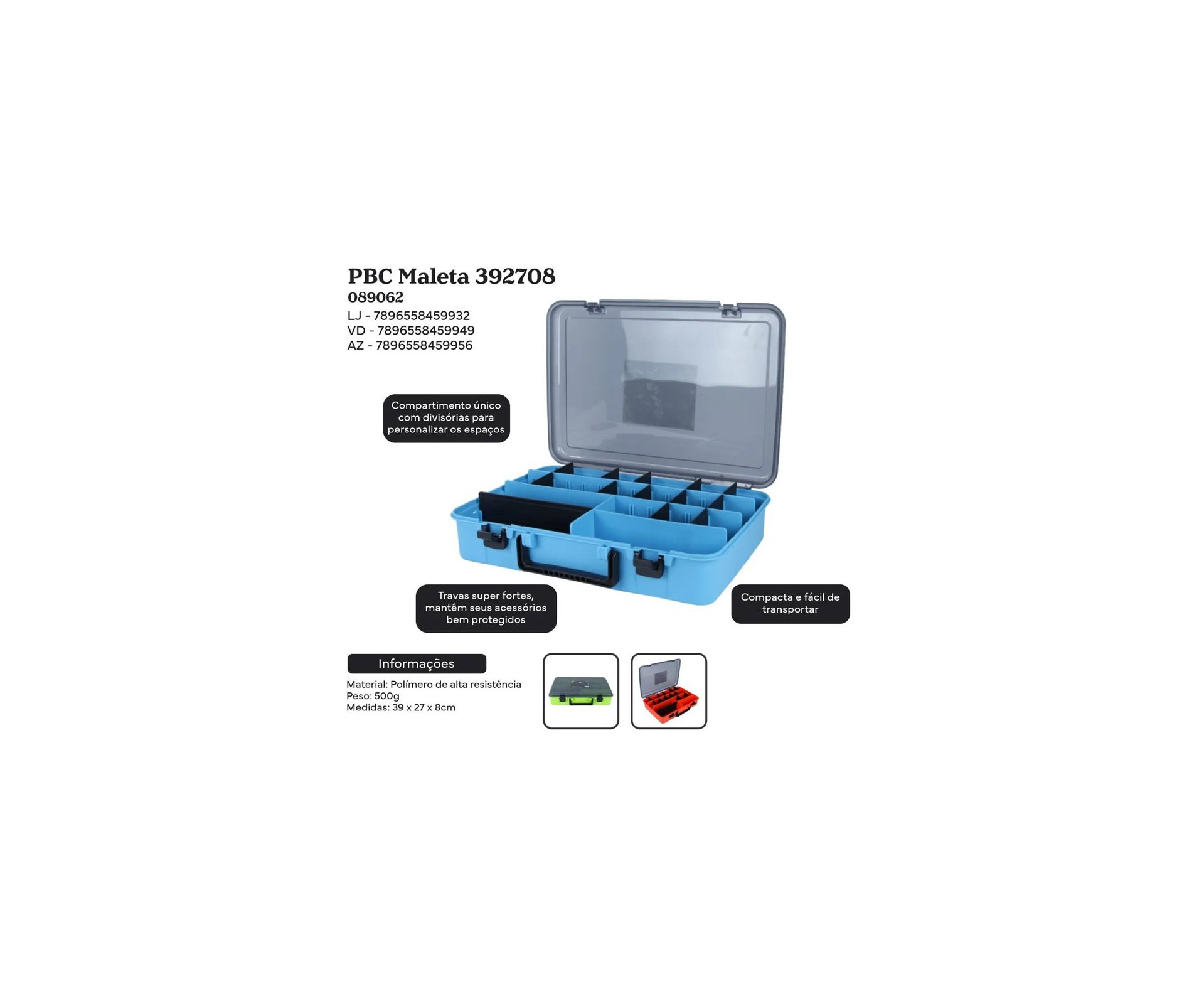 Maleta de Pesca 392708 Verde - Pesca Brasil