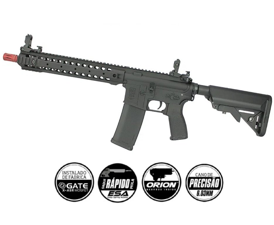 Rifle de Airsoft AEG Full Metal M4 Long SA-E06 Black Edge E-Series + Bateria + Carregador