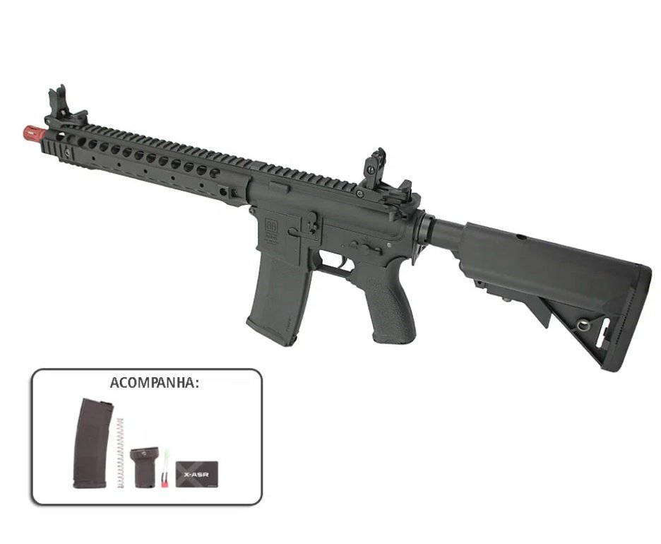 Rifle de Airsoft AEG Full Metal M4 Long SA-E06 Black Edge E-Series + Bateria + Carregador