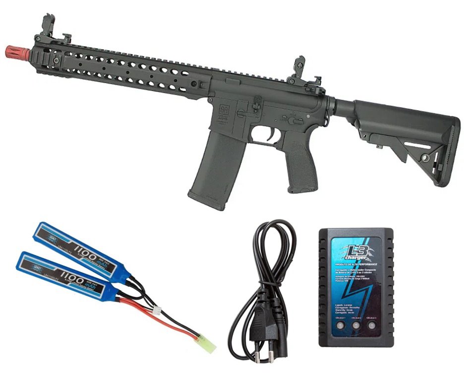 Rifle de Airsoft AEG Full Metal M4 Long SA-E06 Black Edge E-Series + Bateria + Carregador