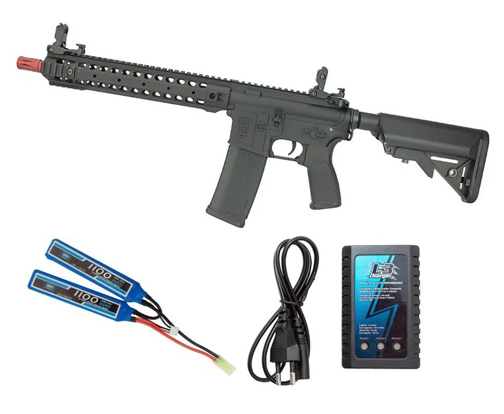 Rifle de Airsoft AEG Full Metal M4 Long SA-E06 Black Edge E-Series + Bateria + Carregador