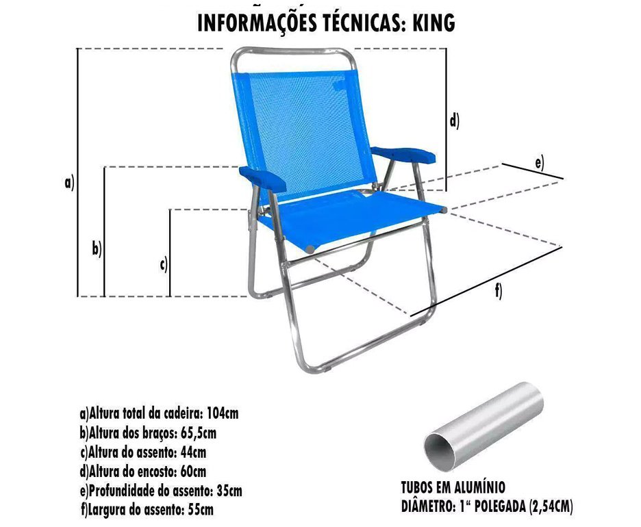 Cadeira de Alumínio Zaka King Azul Marinho