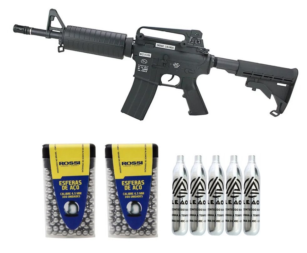 Rifle de Pressão CO2 FN Herstal M4-05 Full Metal 4.5mm - Cybergun + Co2 + BBS
