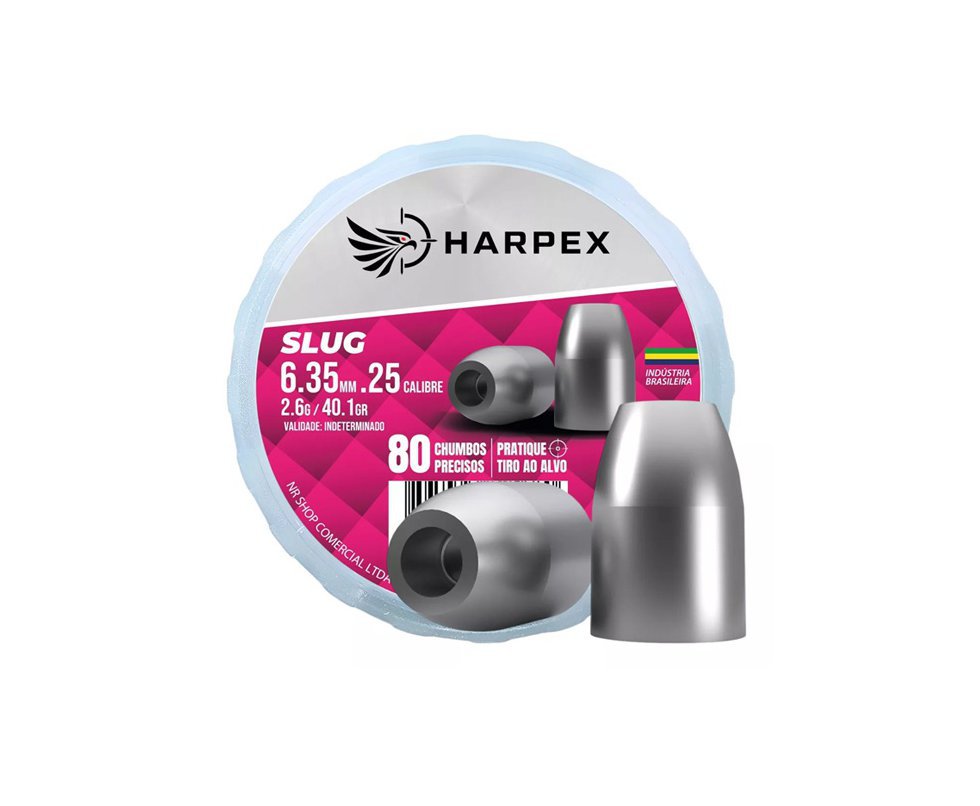 Chumbinho Slug Hollow Point 6.35mm expansão e alto poder de parada Harpex