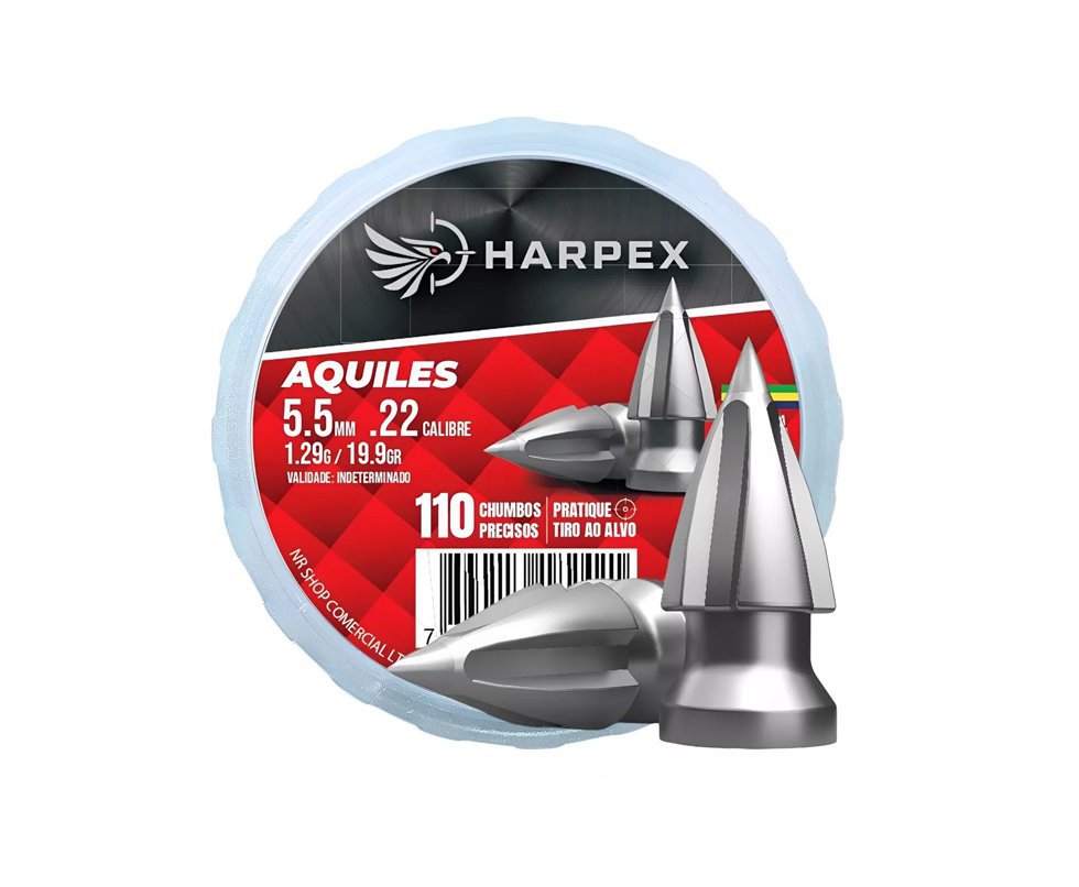 Chumbinho Aquiles 5.5mm alto poder de perfuração e estabilidade - Harpex