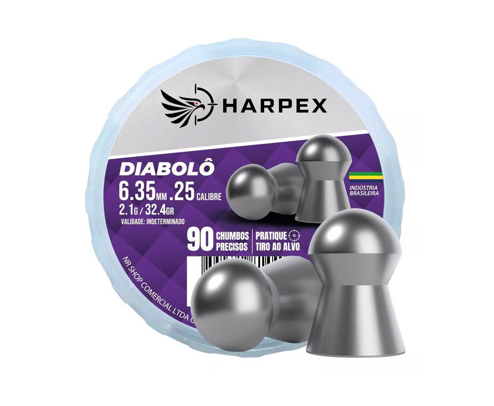Chumbinho Diabolo 6.35mm precisão e alto poder parada - Harpex