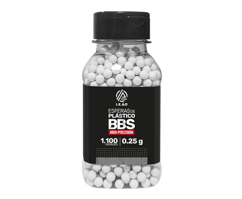 Esfera Munição BBs Airsoft 0.25g 6,0mm High Precision 1100und - Leão