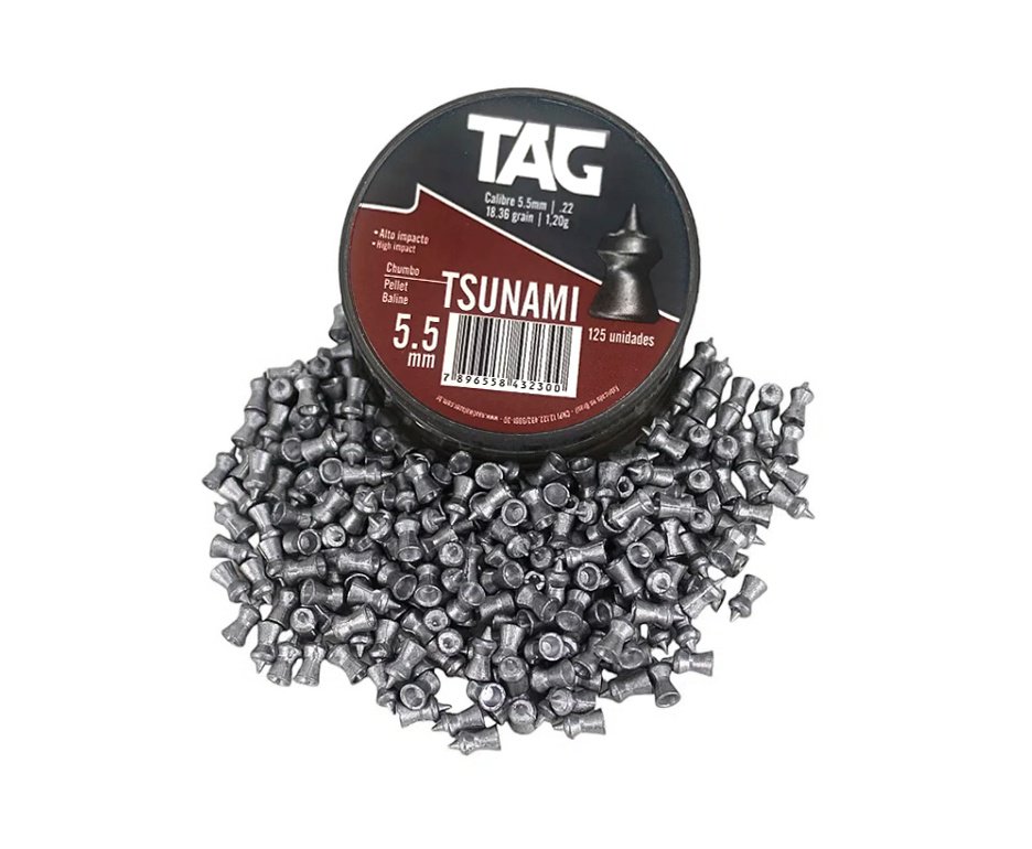 Chumbinho Tsunami Para Perfuração E Expansão 5,5mm 125 Unid - Nautika