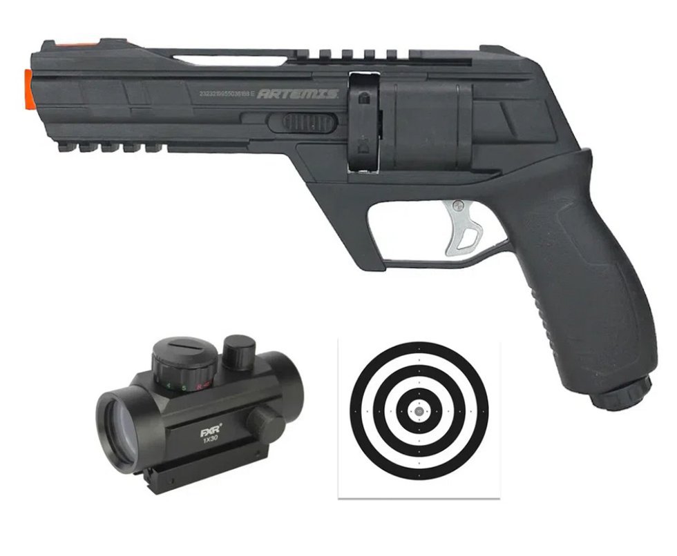 Revólver de Pressão HDR CO2 CP300 Defender .50 - Artemis + Red Dot 1x30 + Alvos