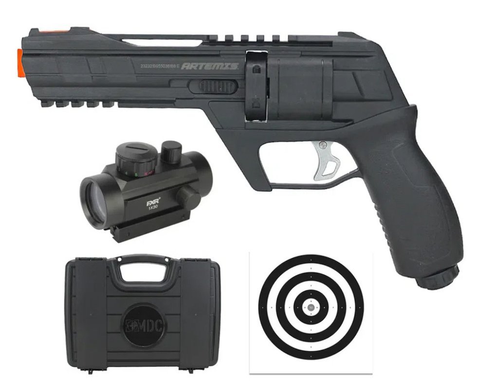 Revólver de Pressão HDR CO2 CP300 Defender .50 - Artemis + Red Dot 1x30 + Alvos + Case