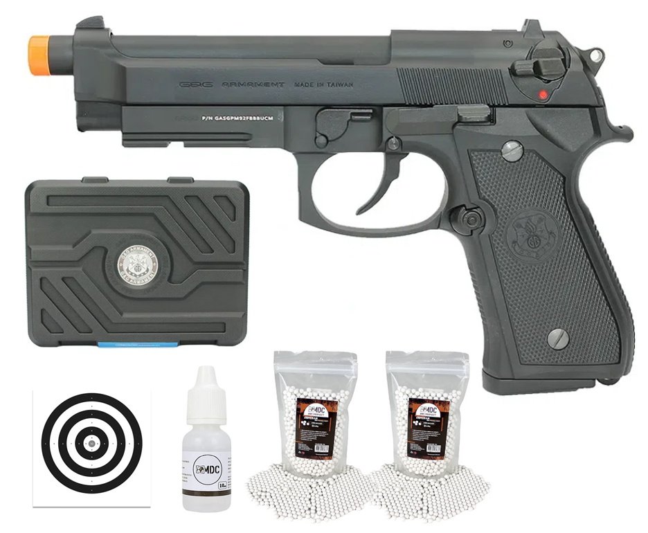 Pistola De Airsoft Gbb Gpm92 G&g Full Metal Blowback 6,0 + BBS + Oleo + Alvos