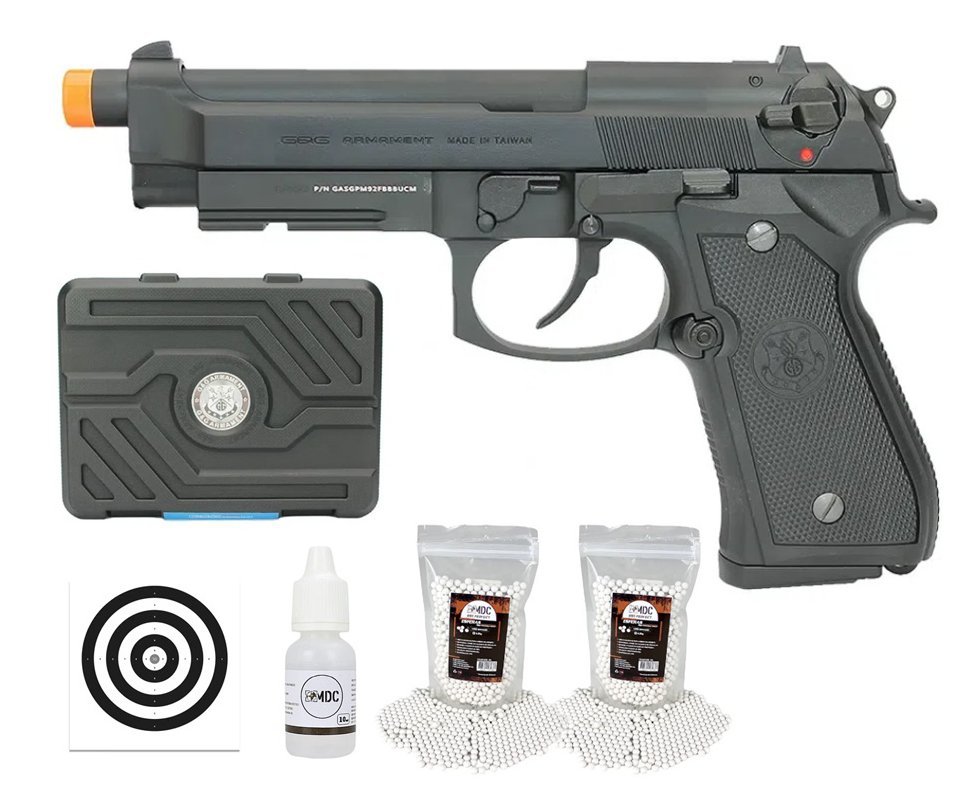 Pistola De Airsoft Gbb Gpm92 G&g Full Metal Blowback 6,0 + BBS + Oleo + Alvos