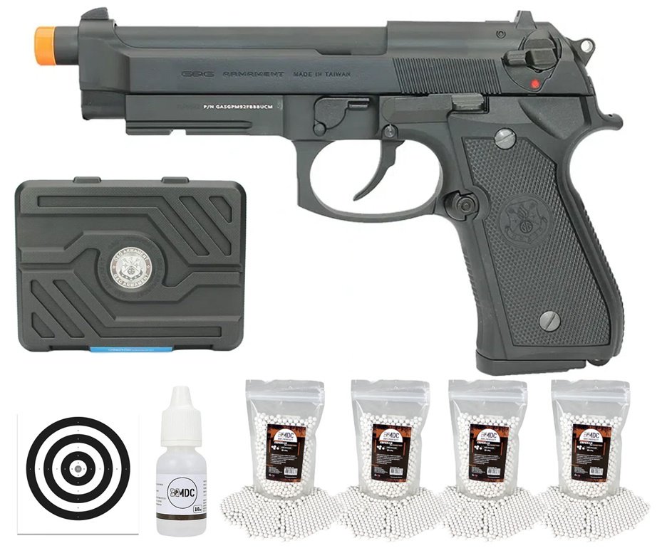 Pistola De Airsoft Gbb Gpm92 G&g Full Metal Blowback 6,0 + Oleo + BBS + Alvos