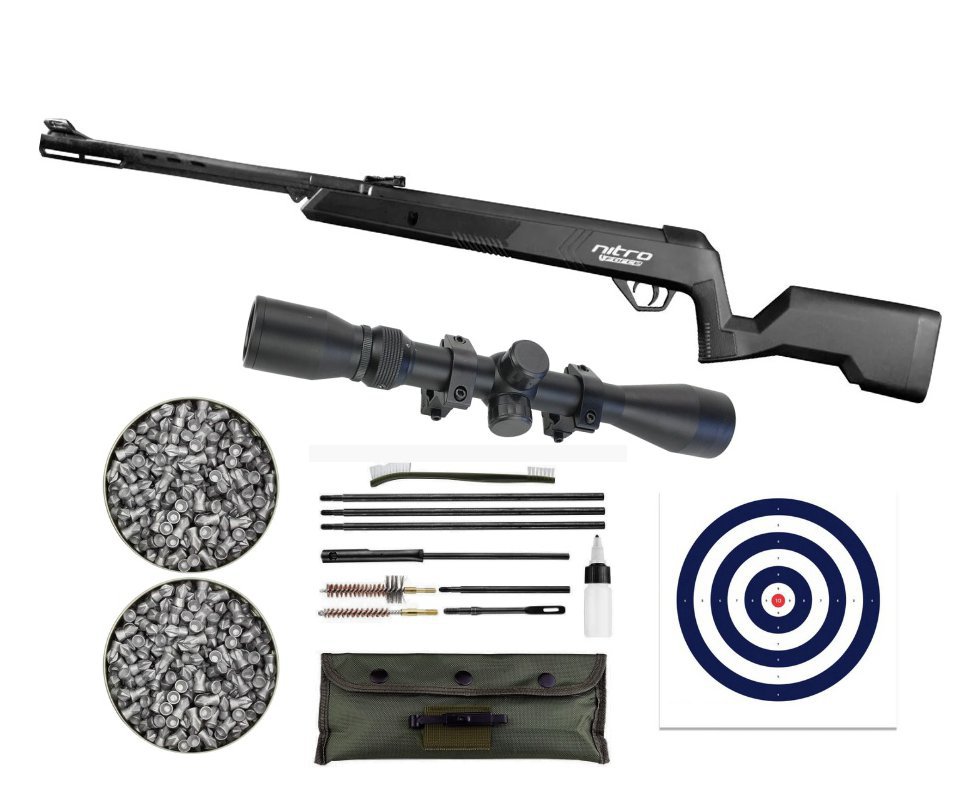 Carabina de Pressão CBC Nitro Force 5,5 - CBC + Luneta 4x32 + Chumbo + Alvos + Kit de Limpeza