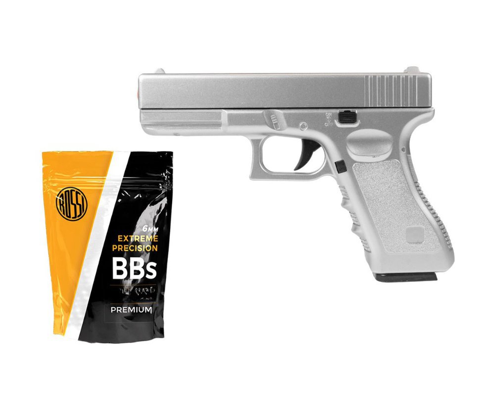 Pistola de Airsoft VG GK-V20 Silver Metal Mola 6mm + 2000bbs