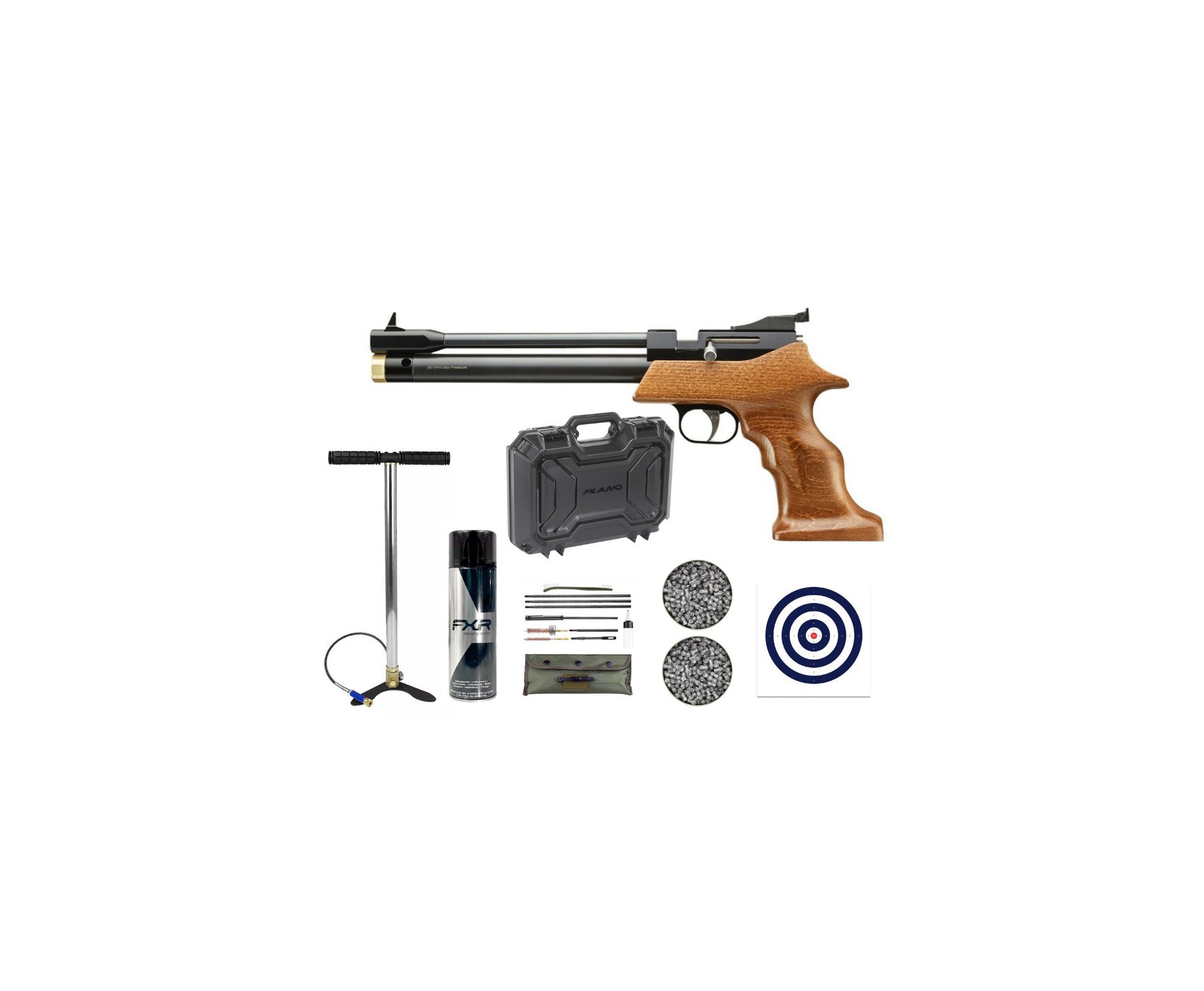 Pistola de Pressão PCP PP800R Artemis 5.5 + Bomba + Chumbo + Alvos + Desengripante / Anticorrosivo + Kit de Limpeza + Case