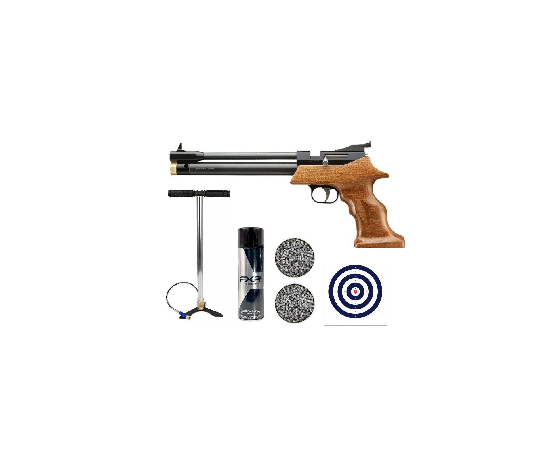 Pistola de Pressão PCP Artemis PP800R 4.5 + Bomba + Chumbo + Alvos + Desengripante / Anticorrosivo