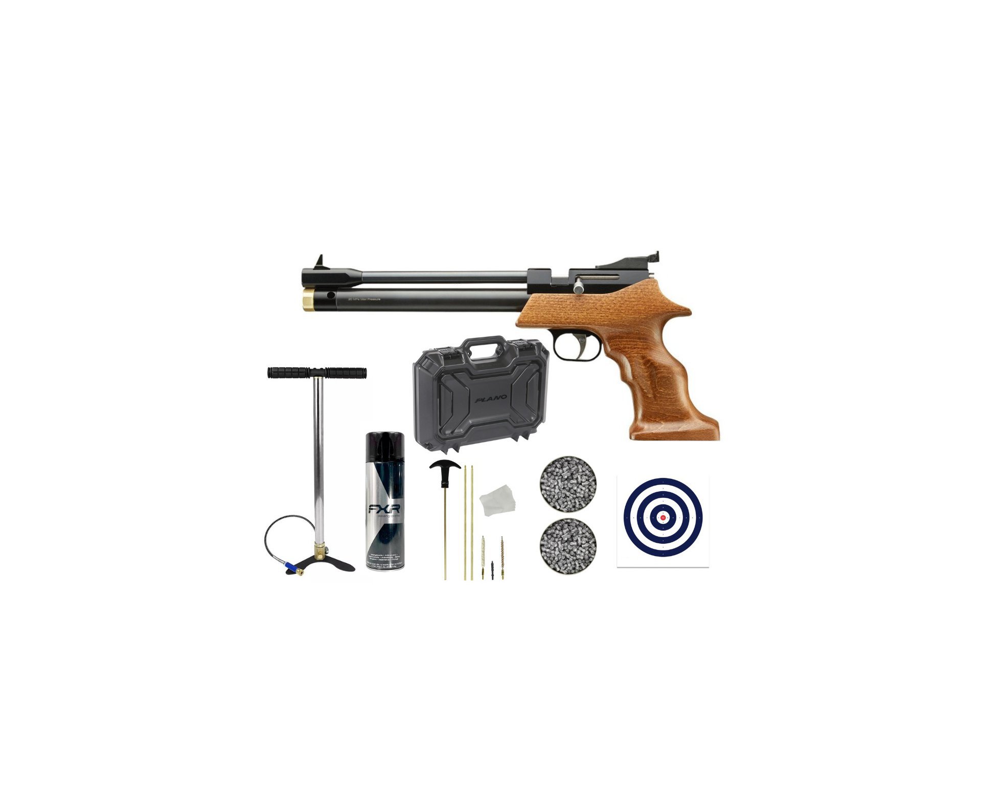 Pistola de Pressão PCP Artemis PP800R 4.5 + Bomba + Chumbo + Alvos + Desengripante / Anticorrosivo + Kit de Limpeza + Case