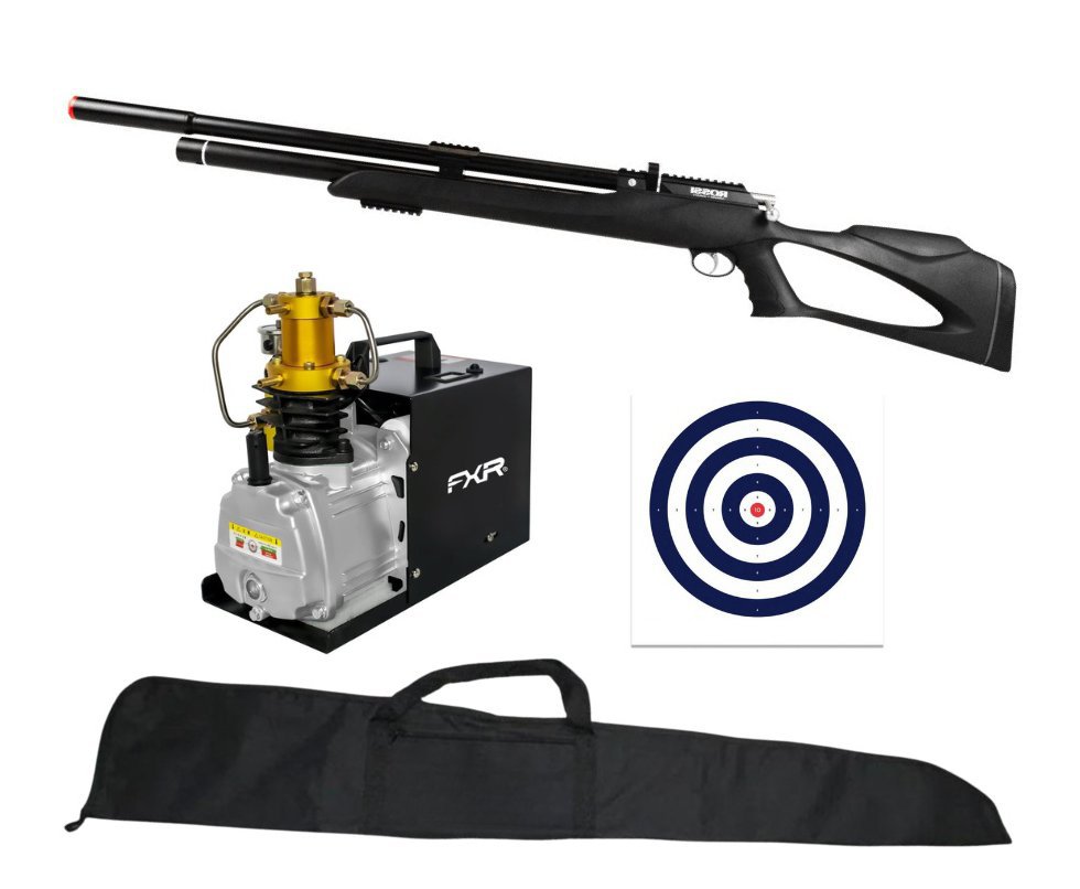 Carabina Pressão PCP Kodiak Black 6.35 .25 Big Bore - Rossi + Compressor FXR + Capa