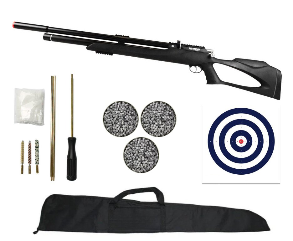 Carabina Pressão PCP Kodiak Black 6.35 .25 Big Bore - Rossi + Kit limpeza + Capa + Chumbos + Alvos