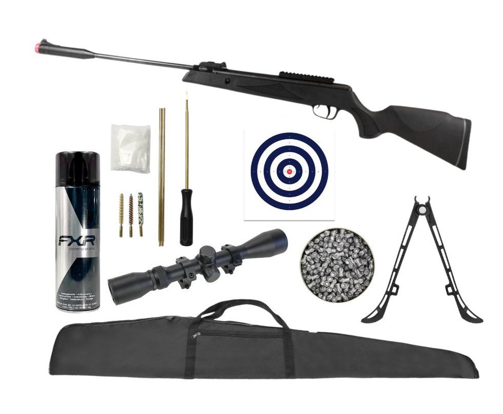Carabina Pressão Rossi Viper 6,35 GR 80kg Big Bore Rossi + Capa + Chumbo + Alvos + Luneta 4x32 + Desengripante / Anticorrosivo + Kit de Limpeza + Bipé