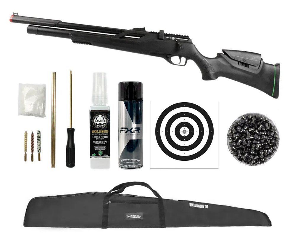 Carabina Pressão PCP Rossi T-REX 6.35 Big Bore - Rossi + Desengripante e Anticorrosivo + Kit Limpeza + Alvos + Capa + Chumbo