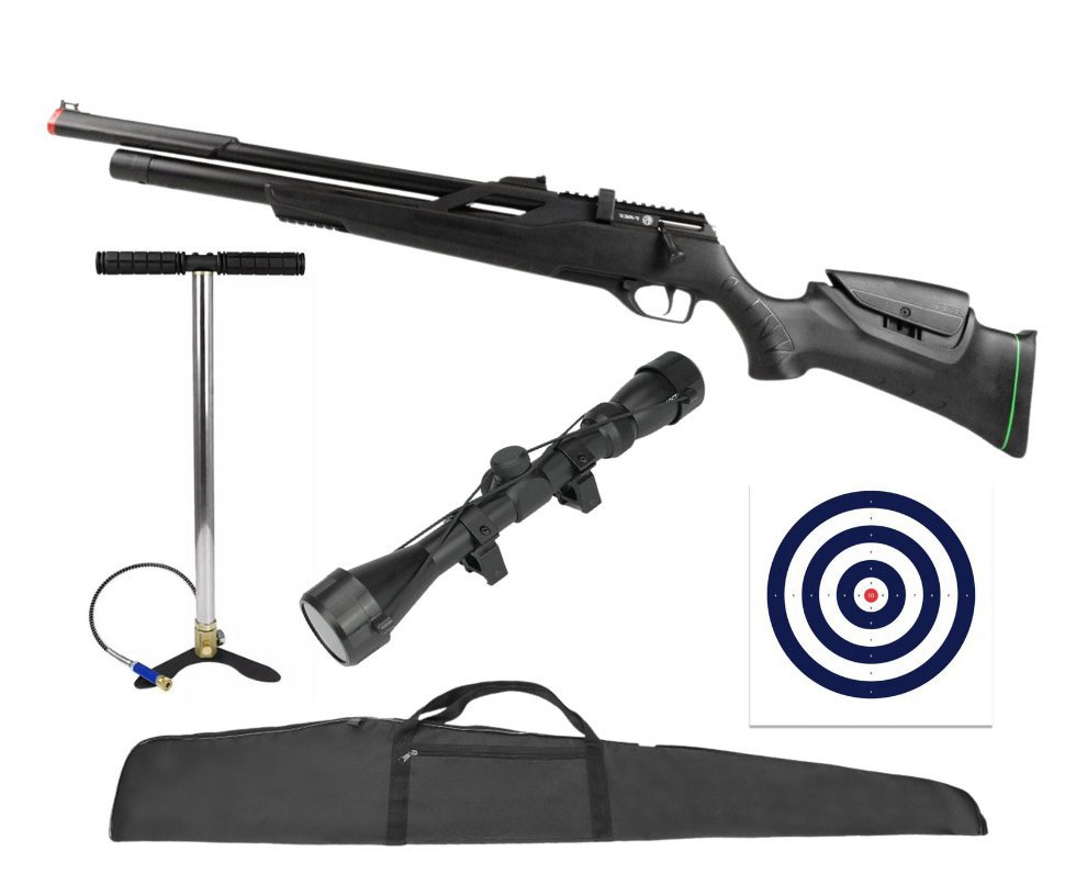 Carabina Pressão PCP Rossi T-REX 6.35 Big Bore - Rossi + Bomba + Alvos + Capa + Luneta 3-9x40
