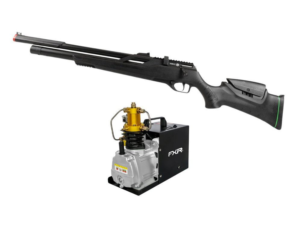 Carabina Pressão PCP Rossi T-REX 6.35mm Big Bore - Rossi + Compressor para PCP e Cilindros de Scuba FXR