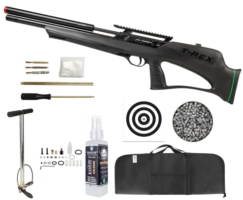 Carabina PCP Rossi T-REX Bull Pup 6,35mm Big Bore - Rossi + Bomba + Kamuff + Alvos + Capa + Chumbo