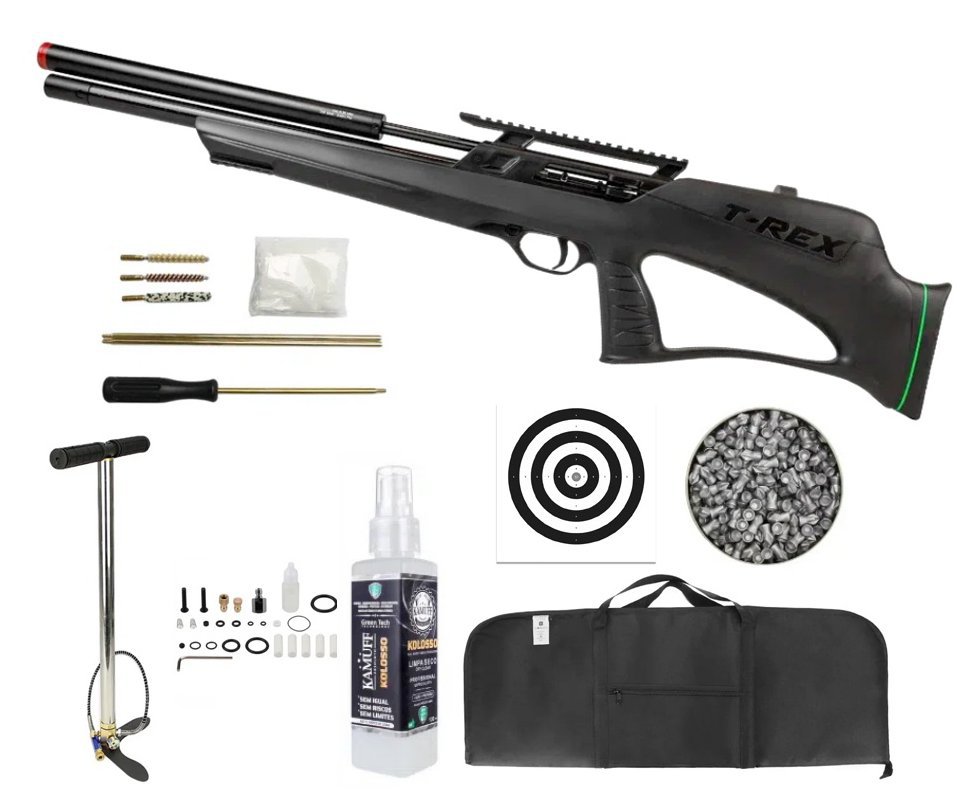 Carabina PCP Rossi T-REX Bull Pup 6,35mm Big Bore - Rossi + Bomba + Kamuff + Alvos + Capa + Chumbo