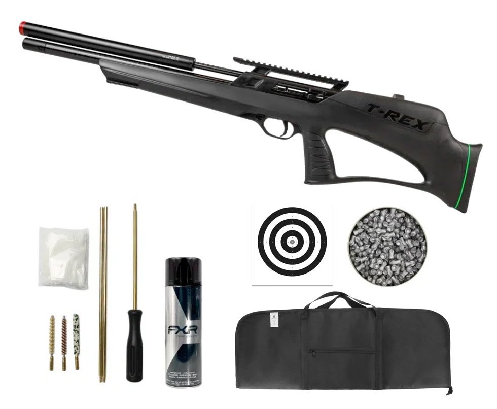 Carabina PCP Rossi T-REX Bull Pup 6,35mm Big Bore - Rossi + Desengripante / Anticorrosivo + Kit Limpeza + Alvos + Capa + Chumbo