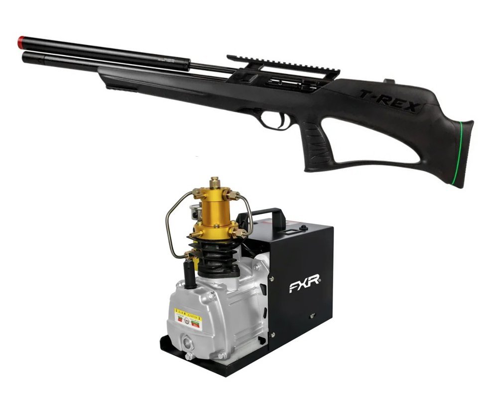 Carabina PCP Rossi T-REX Bull Pup 6,35mm Big Bore - Rossi + Compressor para PCP e Cilindros de Scuba FXR