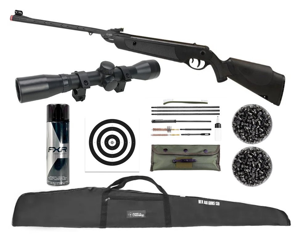 Carabina de Pressão Rossi Dione Sport Gás Ram Nitro 5,5 + Luneta 4x32 + Capa + Chumbo + Alvo + Kit Limpeza + Desengripante / Anticorrosivo